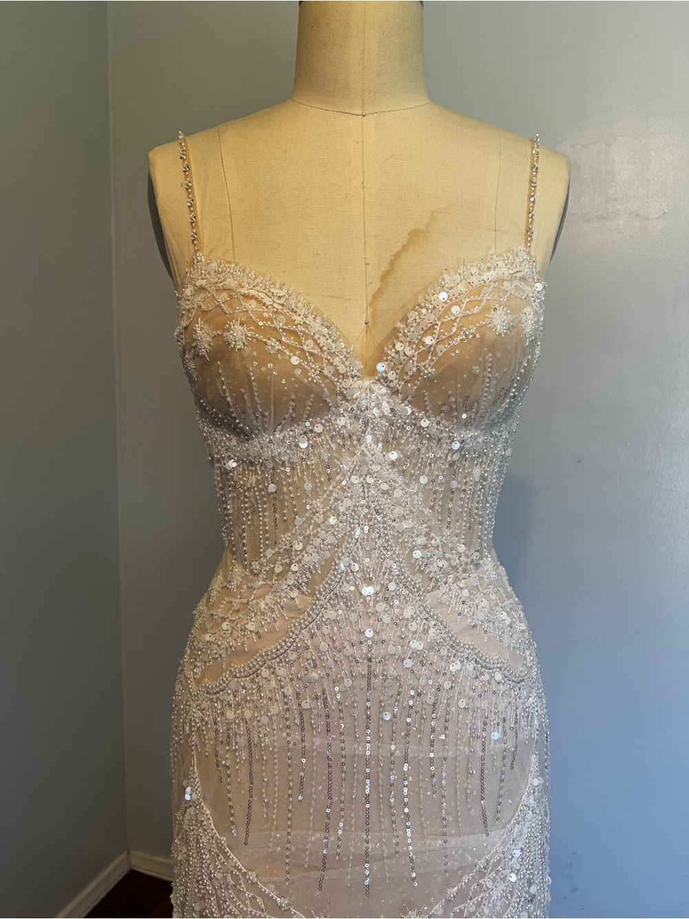 Elegant Beaded Lace Wedding Dress with Train - Picture 8 of 12